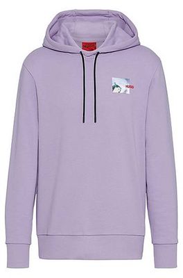 Sweat à capuche en molleton de coton à motif graphique artistique