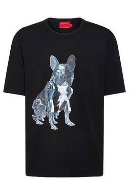 T-shirt en jersey de coton à imprimé chien artistique