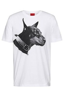 T-shirt en jersey de coton à motif chien artistique