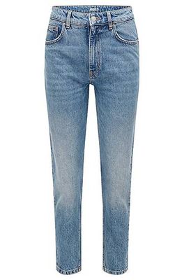 Jean mom Regular Fit bleu en denim de coton biologique