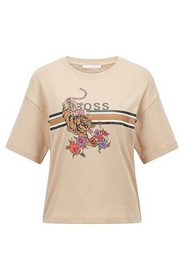 T-shirt Relaxed Fit en coton avec logo et motif tigre artistique