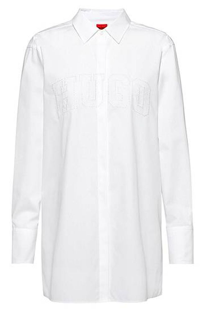 Chemisier Relaxed Fit en coton biologique avec logo en broderie anglaise