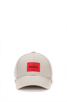 Casquette en twill de coton avec étiquette logo rouge