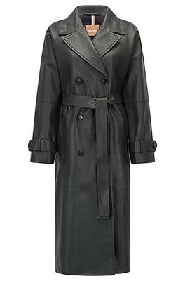 Trench en cuir nappa avec ceinture surpiquée