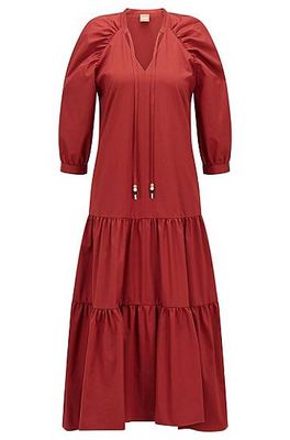 Robe longue en coton mélangé avec jupe à volants