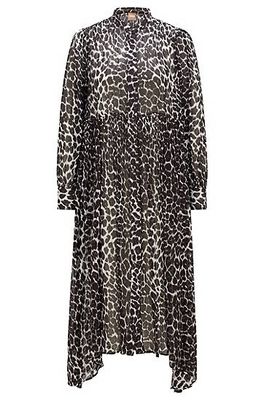 Robe-chemise à imprimé léopard avec détails smockés