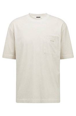 T-shirt en jersey de coton teint en pièce avec poche poitrine à logo