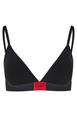 Soutien-gorge triangle en coton stretch avec étiquette logo rouge