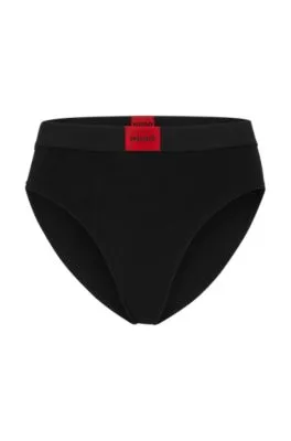 Stretch-cotton briefs with red logo label