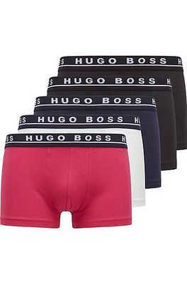 Lot de cinq boxers courts en coton stretch avec taille à logo