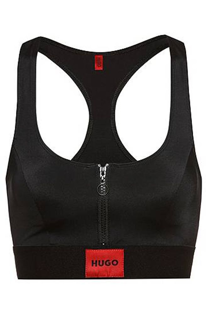 Haut de bikini zippé à dos nageur et étiquette logo rouge