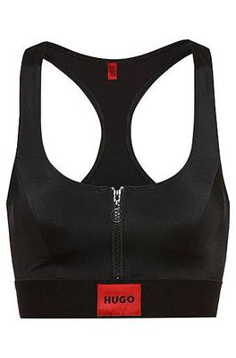 Haut de bikini zippé à dos nageur et étiquette logo rouge