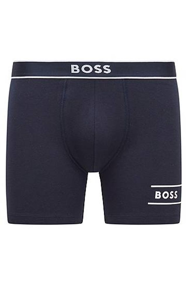 Visiter la boutique BOSSBOSS Hommes Trunk 24 Logo Boxer Court en Coton Stretch à Logos et Rayures 