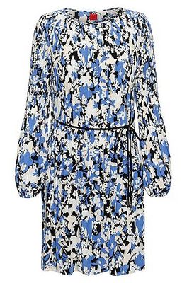 Robe plissée avec ceinture à nouer et imprimé à fleurs