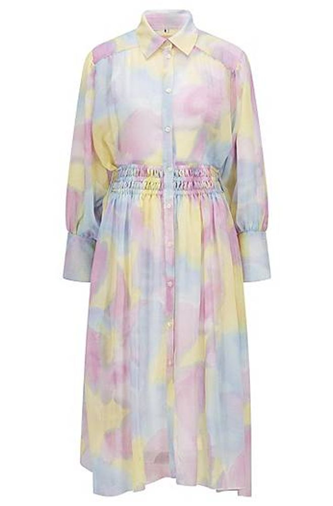Robe-chemise à manches longues et imprimé aquarelle