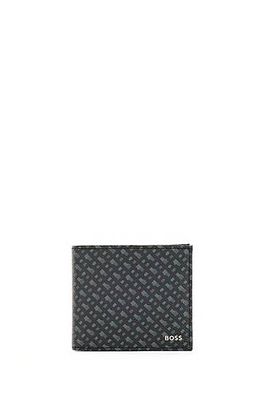 Portefeuille à deux volets en tissu italien monogrammé avec poche pour la monnaie