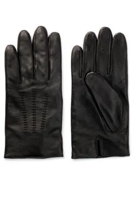 Nappa-leather gloves with logo lettering
