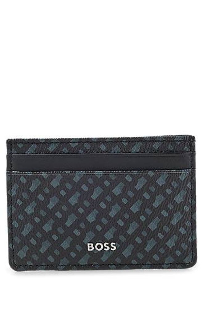 Porte-cartes en tissu italien à monogrammes, avec pince à billets