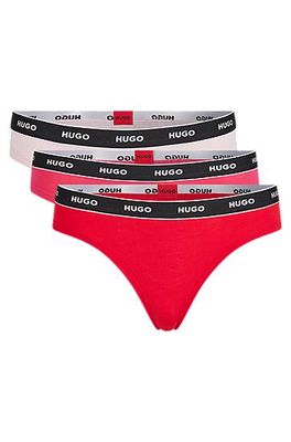 Lot de trois strings en coton stretch avec taille à logo