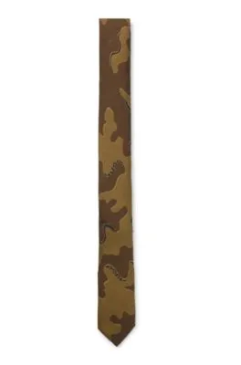 Camouflage-print tie with abstract logo