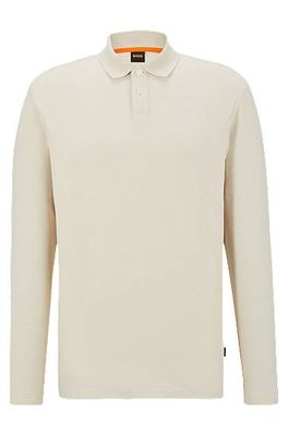 Polo à manches longues Relaxed Fit en jacquard de coton