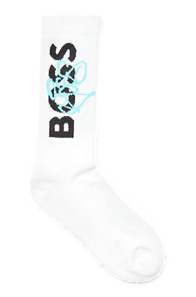 Chaussettes mi-mollet en coton mélangé avec logo style graffiti