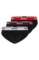 Lot de trois slips en coton stretch avec taille logotée