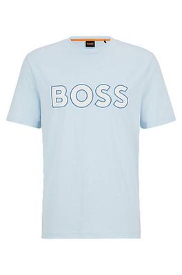 T-shirt en coton stretch à logo contrastant