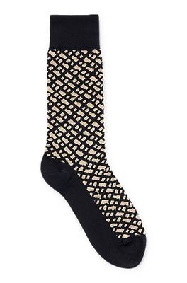 Chaussettes mi-mollet en tissu stretch à monogrammes brillants