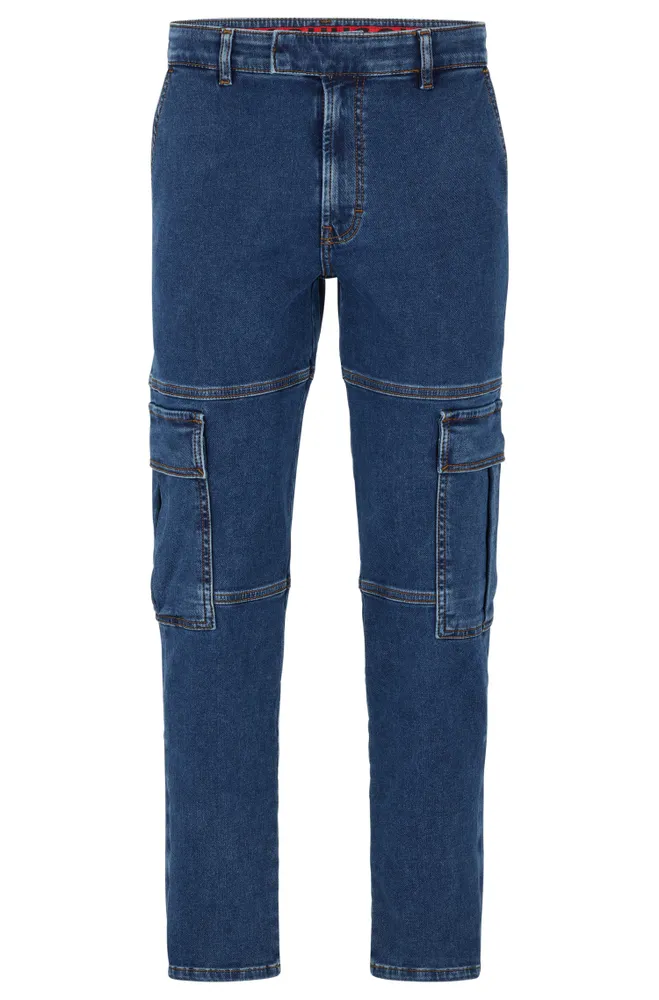 Jean à coupe effilée en maille denim bleue