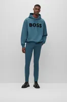 BOSS - Cotton-terry hoodie with flock-print logo