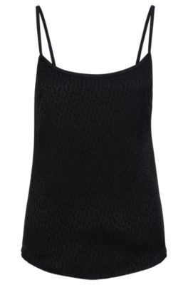 Strappy pajama vest with jacquard-woven stacked logos