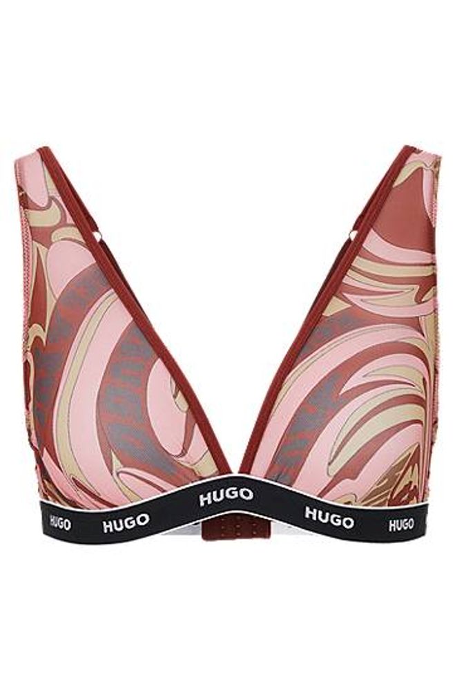 Soutien-gorge avec bande à logo et imprimé des années 60