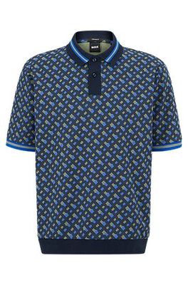 Polo Oversize Fit en coton mercerisé à imprimé monogramme