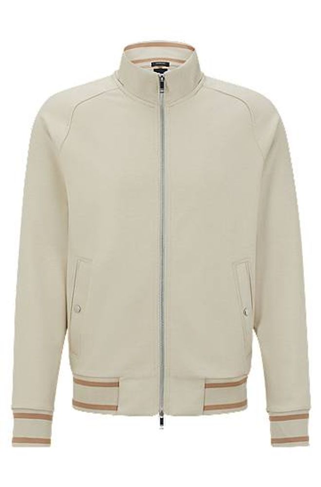 Sweat zippé en coton mélangé avec finitions à rayures