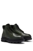Bottines en cuir grainé à col logo matelassé
