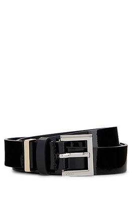 Ceinture en cuir italien verni avec boucle à ardillon