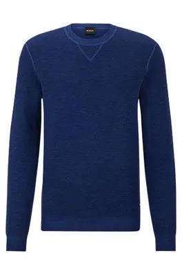 Pull en maille structurée de laine vierge, soie et cachemire
