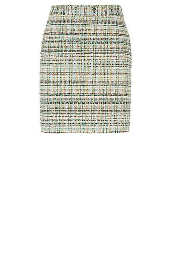 Jupe crayon Slim Fit en tweed multicolore