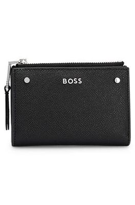 Portefeuille en cuir grainé avec logo en métal