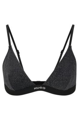 Triangle bra with sparkle effect and logo band