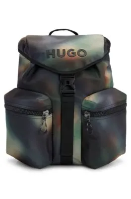 Recycled-nylon backpack with seasonal camouflage print