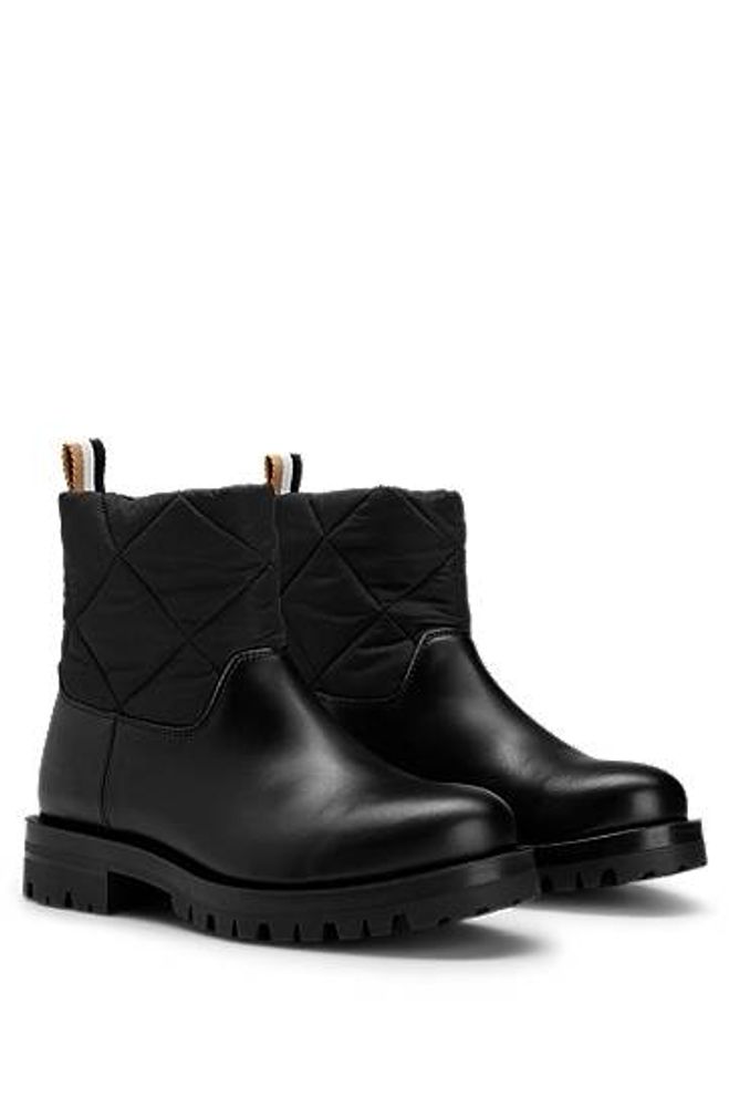 Bottines en cuir à empiècement matelassé