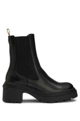 Block-heel leather Chelsea boots with logo trim