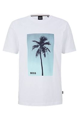 T-shirt en jersey de coton à imprimé palmier