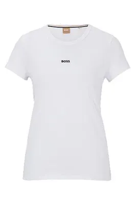 T-shirt Slim Fit en coton biologique avec logo contrastant