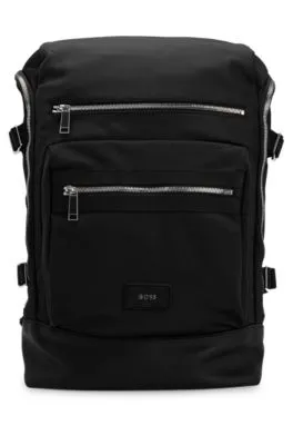 Recycled-material matte-look backpack with logo detail