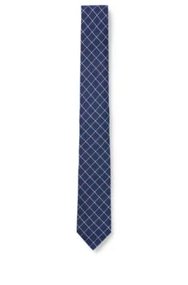 Hand-made tie in silk jacquard with check pattern