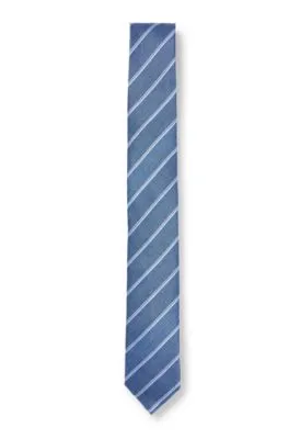 Hand-made tie in striped linen and silk