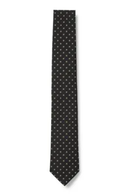 Patterned tie in recycled fabric and silk